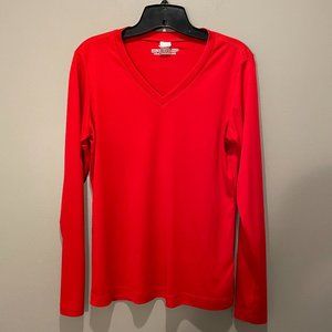 Joe USA Womans Driequip Long Sleeve V Neck Tee "HotRed" NWOT Size M  Very Nice!